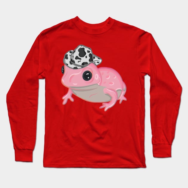 Pink Frog Wearing Cowboy Hat Long Sleeve T-Shirt by RoserinArt
